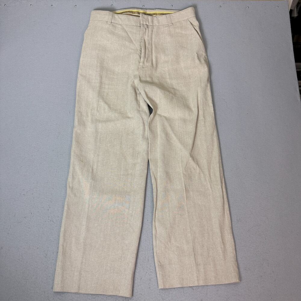 Island Soft Linen Blend Wide Leg Crop Pants Beige Size 36 Made in Italy